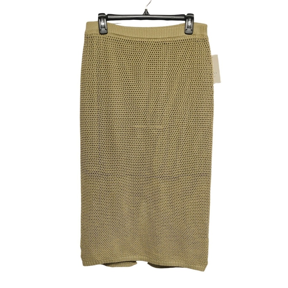 A New Day Women's Crochet Open Knit Midi Skirt Tan Olive Hue NWT Size XS/M
